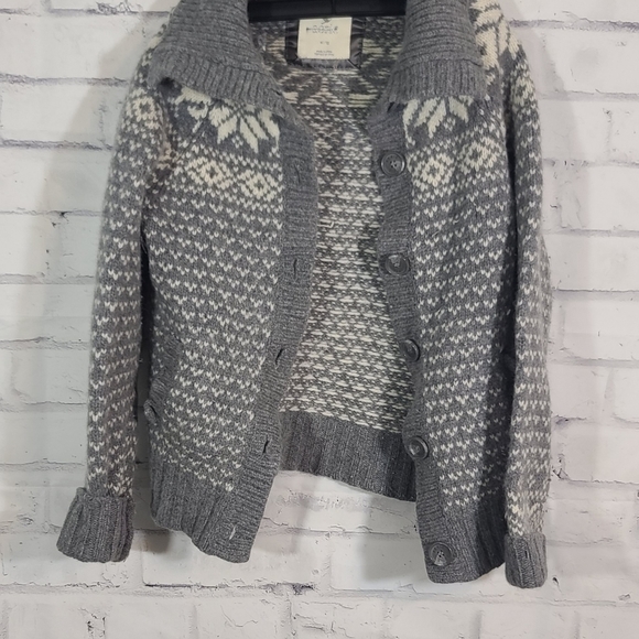 Aerie Wool Blend Fair Isle Button Up Cardigan XS - Picture 2 of 7